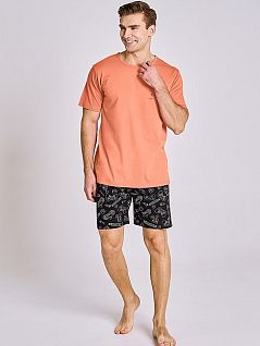 Комфортный комплект (яркая футболка и шорты с принтом) Taro VOTaro_24S Tom 3186-01 Оранжевый
