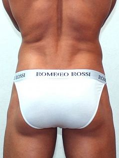 Мягкие мужские трусы танга белого цвета Romeo Rossi Tanga R3001-1