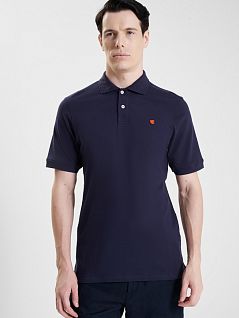 Эластичная футболка поло из хлопка и эластана синего цвета GALLO AP514951c12679_ROYAL