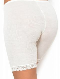 Удлиненные панталоны из ультратонкого шерстяного трикотажа в мелкий рубчик ванильного цвета Nina Von 29220846c510