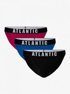 Мужские однотонные трусы-танга на резинке из микрофибры (3шт) Atlantic MW121768розовый