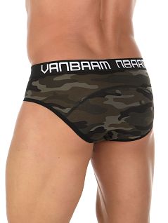 Хлопковые брифы на брендированной резинке цвета хаки Van Baam RTVB50749