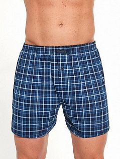 Свободные семейные трусы в клетку Cornette BT-COMFORT т. Синий + синий