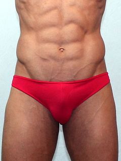Однотонные мужские трусы мини слипы красного цвета Romeo Rossi Slips R2005-8