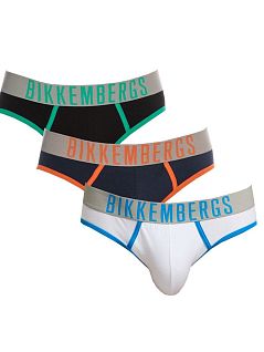 Набор брифов с яркой окантовкой ( 3шт) (черный,синий, белый) Bikkembergs RTBKK1USP12TR