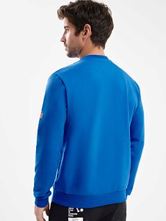 Мужской джемпер из хлопка и эластана синего цвета Bikkembergs BMF0862c7052