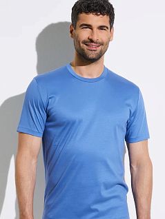Мужская футболка с круглой горловиной в рубчик синего цвета Zimmerli 2861447c431