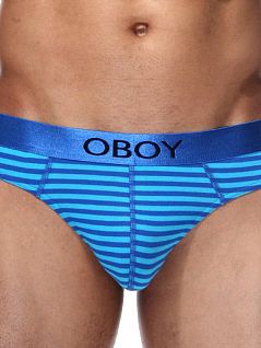 Стильные брифы в горизонтальную полоску бирюзового и синего оттенков Oboy 6612c47