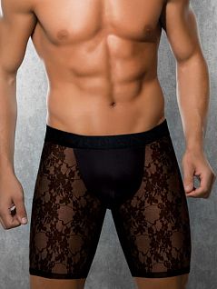 Кружевные удлинные трусы боксеры черного цвета из легкого материала Doreanse Black Lace 1953c01 распродажа