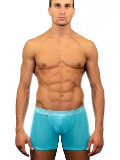 Нежные мужские удлиненные трусы боксеры бирюзового цвета Romeo Rossi Long boxers R7001-11