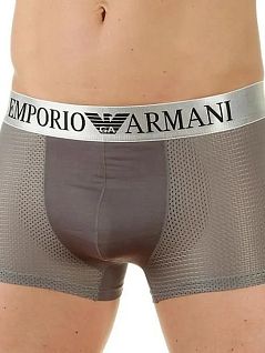 Стильные боксеры на серебрянной резинке серого цвета Emporio Armani RT26154