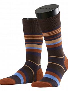 Коричневые мужские носки из тонкой хлопковой ткани в полоску Falke 13271 Multistripe SO (муж.) (Winter 16/17) Коричневый 5930 распродажа