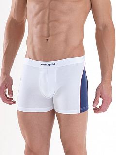Хлопковые мужские трусы боксеры белого цвета с синей полоской BlackSpade SPORT b9545 White