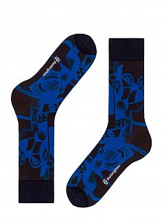 Трикотажные носки на фиксирующих манжетах Burlington 21821 Tattoo Print SO Темный-синий 6120