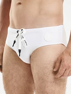Классические плавки брифы из мягкого полиамида белого цвета Bikkembergs BKK25MSP01cWhite