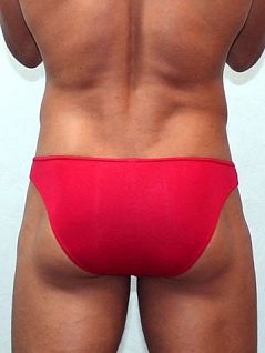 Однотонные мужские трусы мини слипы красного цвета Romeo Rossi Slips R2005-8 распродажа