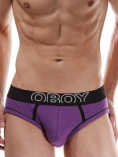 Мужские стильные трусы слипы фиолетовые Oboy Ribby 5210c99