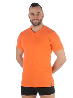 Однотонная футболка из хлопка и полиэстра оранжевого цвета Tom Tailor RT70974/5624 411