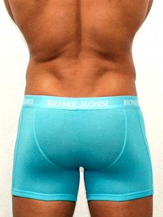 Нежные мужские удлиненные трусы боксеры бирюзового цвета Romeo Rossi Long boxers R7001-11