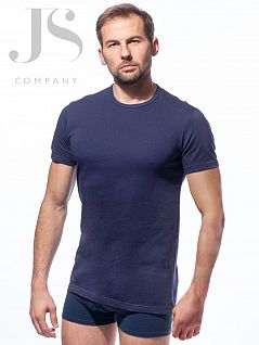 Комфортная футболка из мягкого хлопка Pandora JSPD M004 T-SHIRT GIROCOLLO blu pnd