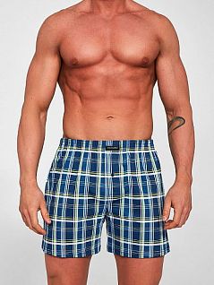 Свободные трусы в крупную клетку Cornette BT-COMFORT Джинс + зеленый
