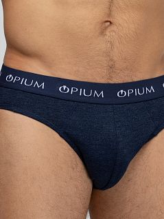 Тонкие слипы на брендированной резинке темно-синего цвета Opium VOOpium_R-14T Blue-Melange Темно-синий