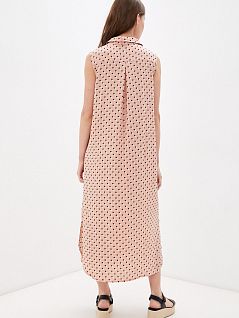Удлиненное платье-туника из легкой струящейся ткани в горошек PECHE MONNAIE EV26291горох (пудра)