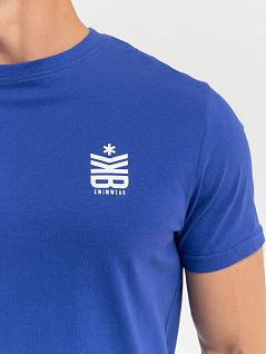 Хлопковая футболка с логотипом бренда на боку синего цвета Bikkembergs BKK3MTS05cClematis