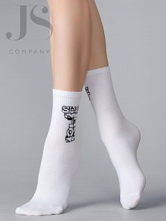 Хлопковые носки с дизайнерской надписью "Shake It Off" Omsa JSFREE STYLE 614 (5 пар) bianco