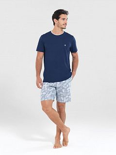 Пижама из однотонной футболки и шорт узором BlackSpade LTBS30083 BlackSpade темно-синий