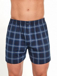 Комфортные семейные трусы в клетку Cornette BT-COMFORT т. Синий + серый