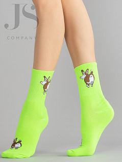 Мужские носки с рисунком "корги JSHOBBY 80159-01-34 унисекс, "Корги " спортивная резинка (5 пар) салатовый hbl