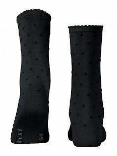 Женственные носки с точечным узором из мерсеризованного хлопка в сочетании со смесью вискозы FALKE 46435 Fluffy Dot SO Черный (3000)