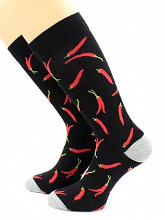 Интересные носки с контрастным мыском и пяткой черного цвета Hobby Line 45968