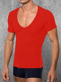 Мужская красная футболка с широким воротником Doreanse Macho Style 2820c06 распродажа