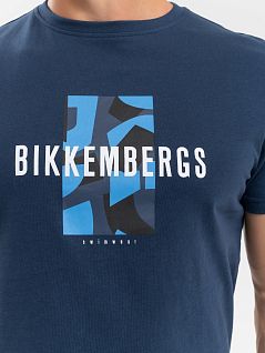 Принтованная футболка из тонкого трикотажа темно-синего цвета Bikkembergs BKK3MTS03cNavy