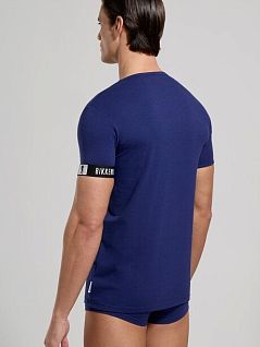 Хлопковая футболка с фирменным логотипом темно-синего цвета Bikkembergs BKK42UTS17SIcDARK