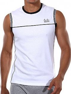 Мужская стильная спортивная майка белая из хлопка Oboy Sport Boys 8058c02