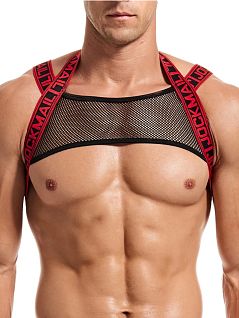 Оригинальная портупея из полиэстра с вставкой из сеточки красного цвета JOCKMAIL RTJM905-8