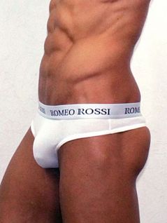 Белые мужские трусы стринги с пояском на резинке Romeo Rossi Thongs R1006-1