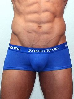 Синие мужские трусы хипсы из хлопка с широким пояском на резинке Romeo Rossi Heaps R5001-9