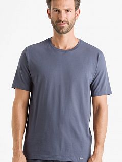 Прямого кроя футболка из натурального хлопка Hanro 075050ханро_1173 Синий 1173