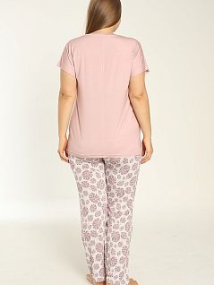 Элегантная пижама из вискозы ( футболка и брюки) LTC840-408 CONFEO розовый