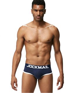 Тонкие брифы из хлопковой ткани с push up темно-синего цвета JOCKMAIL RTJM2022-16