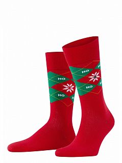 Яркие носки с ромбами-аргайл и новогодними цветами Burlington 21906 Xmas Argyle SO Красный 8000