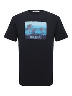 Воздухопроницаемая футболка из эластичного хлопка Bikkembergs BKK2MTS06cNavy