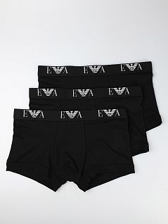 Комплект хлопковых трусов на средней посадке черного цвета (3шт) Emporio Armani 111357CC715c21320