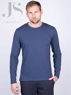 Эластичный лонгслив из хлопка с длинным рукавом Oxouno JSOXO 0379 KULIR 01 Slim fit U-вырез синий меланж oxo