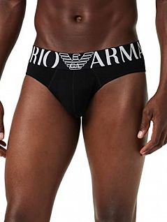 Стильные брифы из дышащего хлопка на широкой резинке черного цвета Emporio Armani 110814CC716c00020