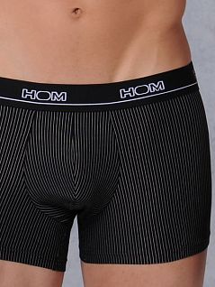 Элегантные мужские трусы в полоску черного цвета HOM ElegantCotton 01753cK9
